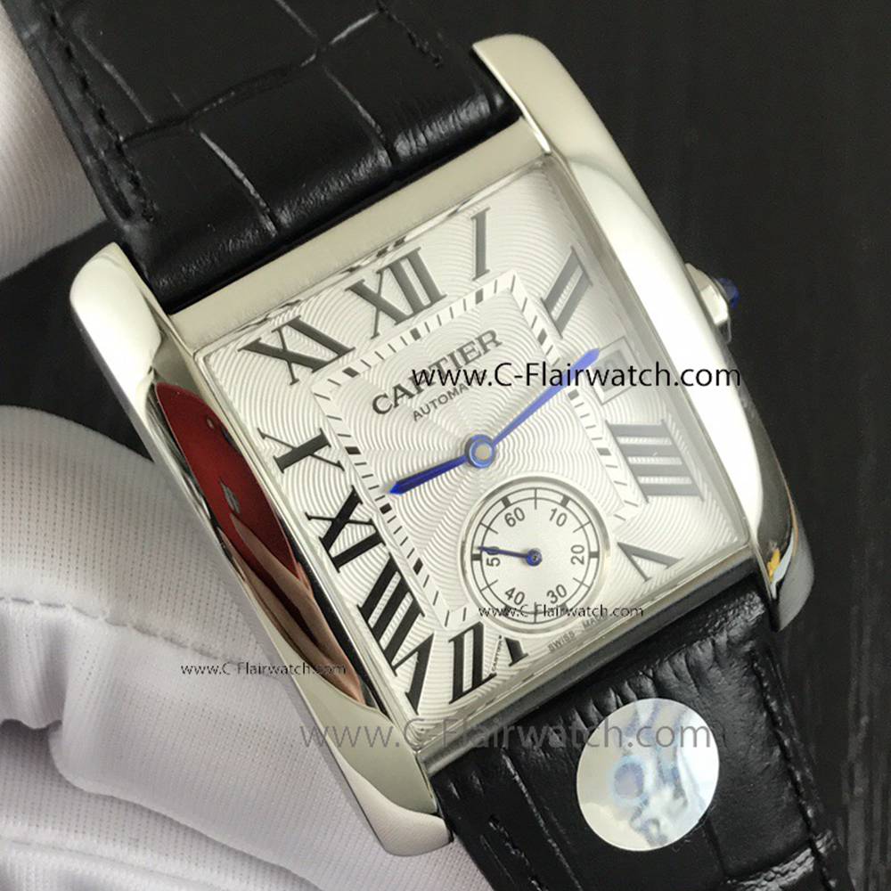 Fake Swiss Cartier Tank MC Stainless Steel Watch Roman Dial